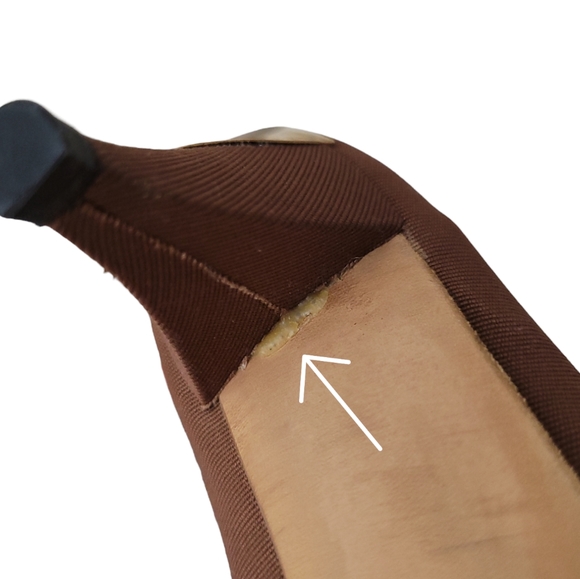 CHARLES KAMMER PARIS BROWN RIBBED GOLD TIP CLOSE TOE 3IN HEELS SIZE 36.5 - Picture 9 of 11